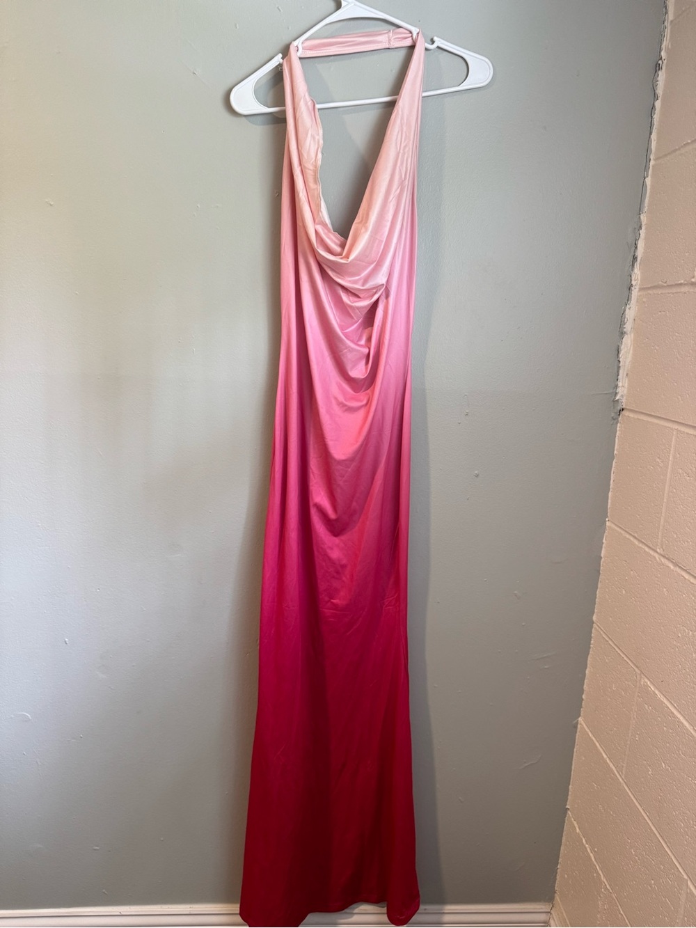 SHEIN Pink Ombre Cowl Neck Maxi Dress Womens Medium